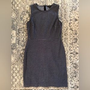 Banana Republic Herringbone pencil Dress sheath blue black stretch 8 EUC 2018